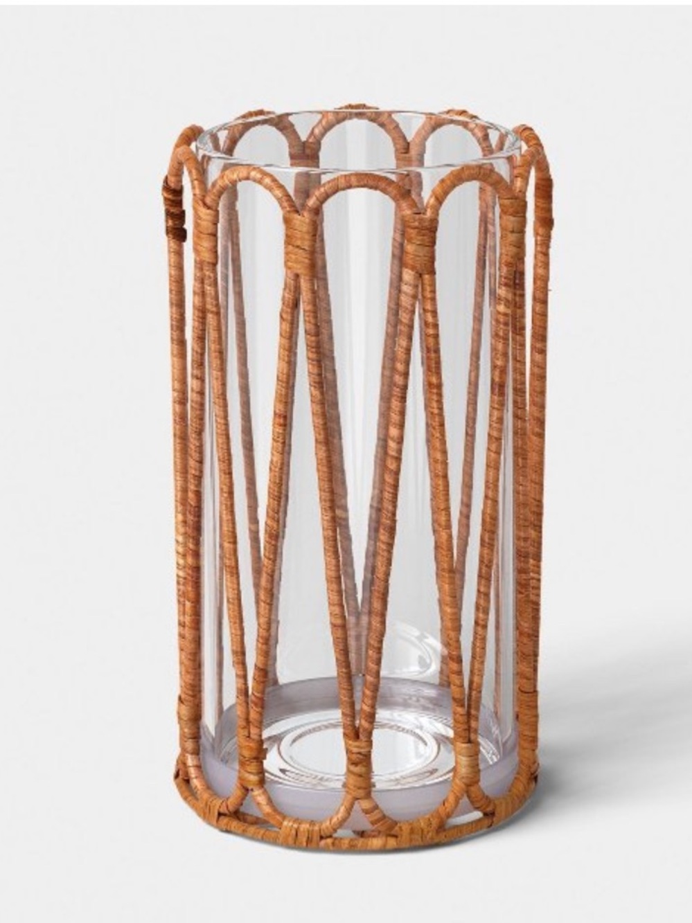 THRESHOLD NWT Short Rattan Wrapped Hurricane Candle Holder